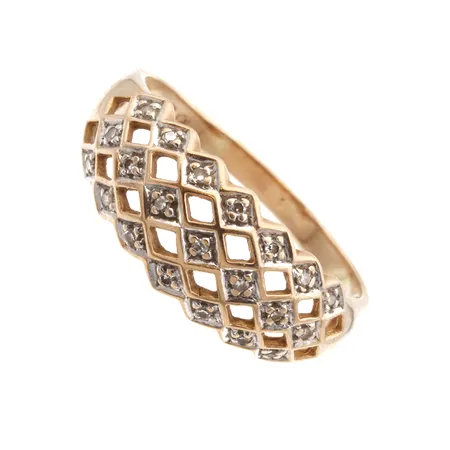 Timanttisormus 21xn.0.005ct, koko 19, leveys 2-8mm, 585,  Paino: 3,1 g