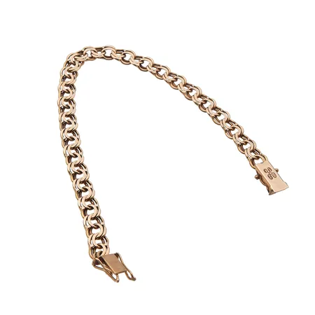 Bismarck-ranneketju, pituus 190mm, leveys 6mm, nimileima "NW" Westerback Eino Ky, vuodelta 1965, Helsinki, 585,  Paino: 10,6 g