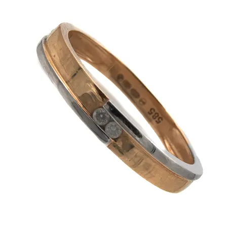 Timanttisormus 2xn.0.02ct, koko 18, 585br kelta- ja valkokulta,  Paino: 1,8 g