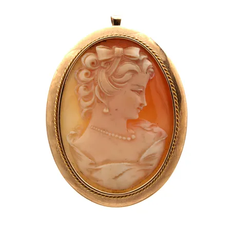 Camee-rintaneula riipuslenkillä, korkeus 50mm, 585br,  Paino: 11,9 g