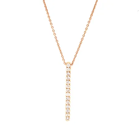 Ankkurikaulaketju timanttiriipuksella 14xn.0.01ct (osa viallisia), pituus 42-45cm, leveys 1mm, riipuksen korkeus 20mm, 750,  Paino: 1,4 g