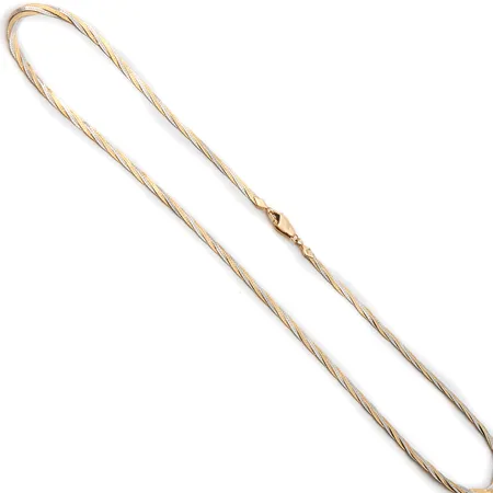 Kaulaketju, pituus 45cm, leveys 3mm, kelta- ja valkokulta 585,  Paino: 6,7 g