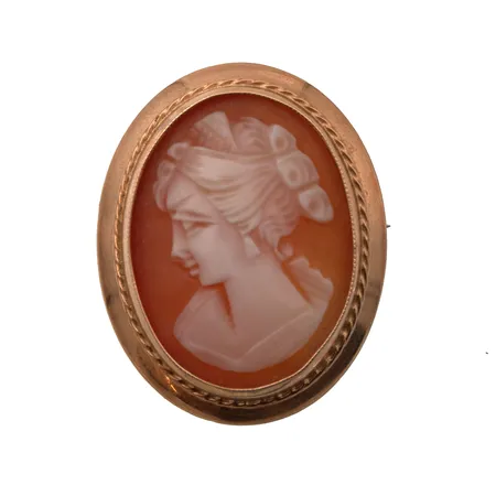 Camee-rintaneula riipuslenkillä, mitat 19x24mm, 585br, Paino: 3,3 g