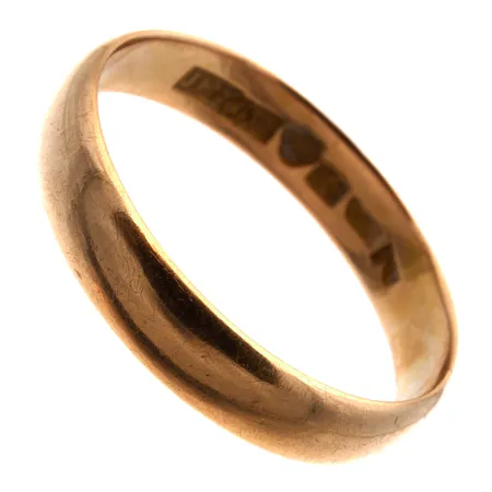 Sileä sormus, koko 19½, leveys 4mm, vuodelta 1886, 750,  Paino: 3,8 g