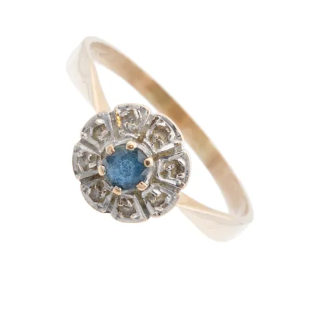 Sinisafiirisormus timanteilla 8xn.0.005ct, koko 20, Ø 10mm, 585br,  Paino: 2,4 g