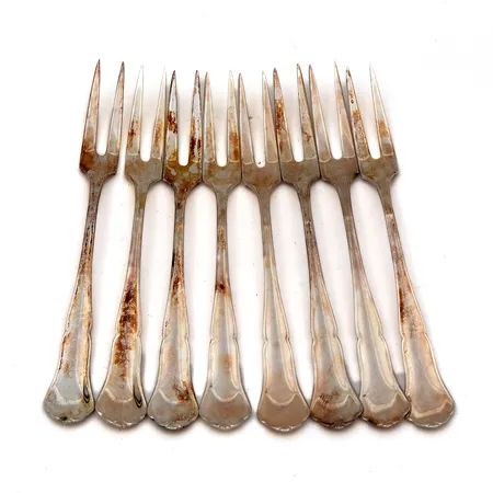 Kahdeksan asettihaarukkaa, Chippendale, pituus 115mm, 830, 