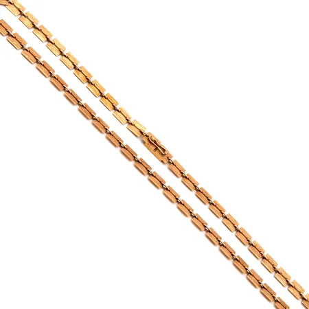 Kaulakoru Lapponia, Kultalevyt, Design Björn Weckström, vuodelta 1969, pituus 42,5cm, leveys 7mm, 585,  Paino: 17,6 g