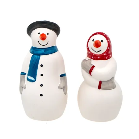 Kaksi figuriinia, Arabia, Lumiakka ja -ukko, korkeus 110mm ja 120mm. 