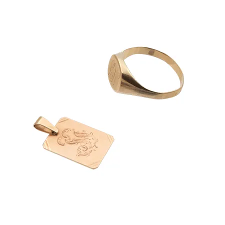 Viallinen sormus ja riipus, 585,  Paino: 5,3 g