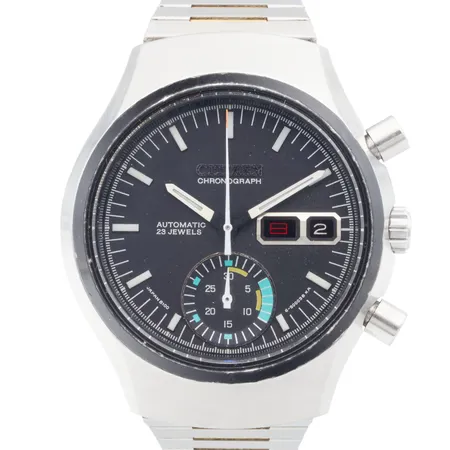 Teräsrannekello Citizen Chronograph Automatic GN- 4-S, SSB 8100, 23 jewels, 4-900014TA, 21202190, Japani, 1970-luku, kellon kehässä kulumaa, taulun Ø 38mm, rannekkeen pituus 225mm, pientä käyttökulumaa.