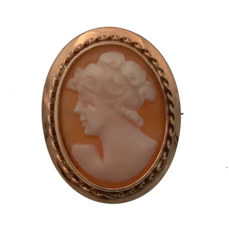 Camee-rintaneula riipuslenkillä, mitat 19x24mm, 585br, Paino: 3,1 g