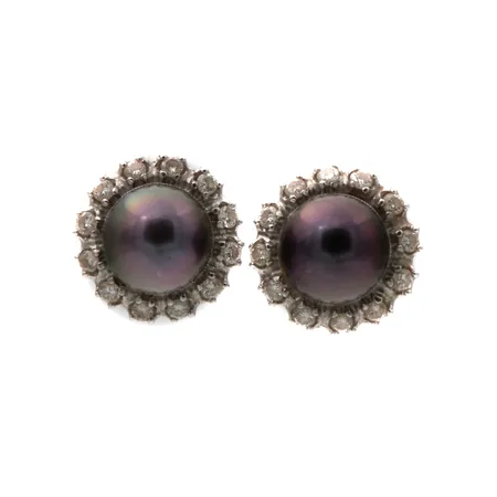 Timanttikorvakorut tahitinhelmillä 24xn.0.03ct, Ø 28mm, valokulta, 585br, Paino: 4,7 g