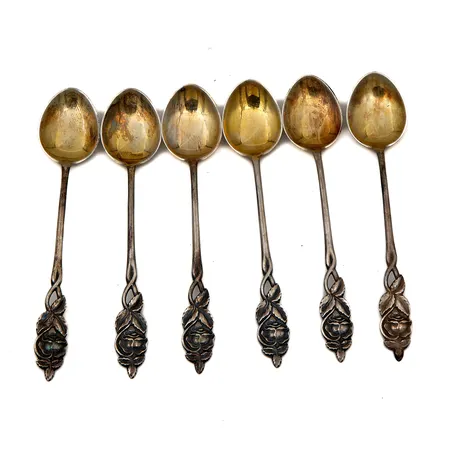 Kuusi kahvilusikkaa, Ruusu, pituus 120mm, 813,   Paino: 66,2 g