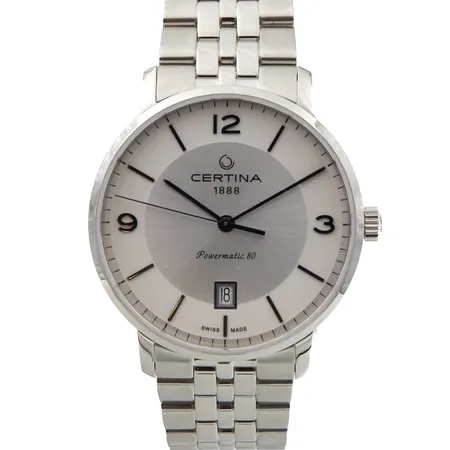 Teräsrannekello Certina, DS Caimano, Powermatic 80, automaatti,  rungon Ø 39mm, ref. C035.407.11.037.00, ranneke 200mm, laatikko ja takuukortti, 