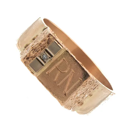 Kantasormus timantilla 1xn.0.005ct, kaiverrettu, koko 22½, 585,  Paino: 12,7 g