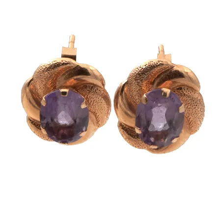 Ametisti-korvakorut, korkeus 13mm, 585br,   Paino: 1,6 g