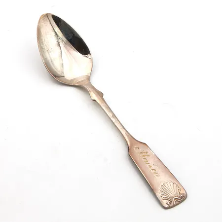 Kahvilusikka, Musla, pituus 113mm, kaiverrettu, 830,  Paino: 10,9 g