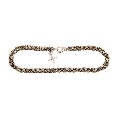 Kuningasranneketju ristiriipuksella, Ø 4,6mm, pituus 240mm, 925, Paino: 22,6 g