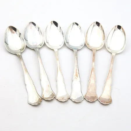 Kuusi kahvilusikkaa, Chippendale, pituus 117mm, 830, Paino: 74,7 g