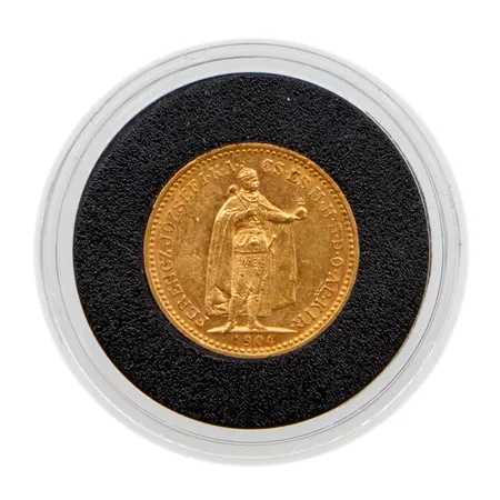 Kultaraha, Keisari Frans Joosef, 10 kruunua ,Unkari (Itävalta-Unkari)1904, 900,  Paino: 3,4 g