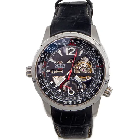 Teräsrannekello Orient, Rally FT00008B, semi skeleton, automaatti, taulun Ø 43mm, viallinen ranneke.
