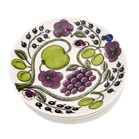 Kuusi leipälautasta Arabia, Paratiisi Purppura, Design Birger Kaipiainen, uuden veroisia - tarrat kiinni