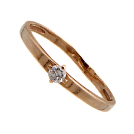 Timanttisormus 1xn0.06ct, koko 17½, runko hieman vääntynyt, 585br,  Paino: 1,2 g