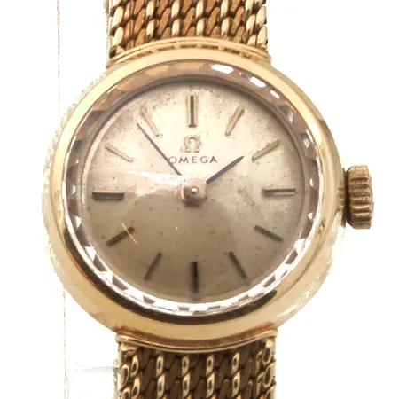 Kultarannekello Omega, kaiverrettu, mekaaninen, Ø 20mm, rannekkeen pituus 180mm, 585br,  Paino: 28,9 g