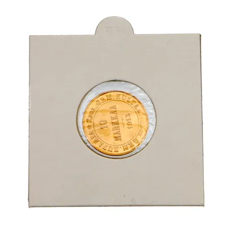 Kultaraha 10 markkaa, 1913, rahamestarin leima S (Isak Gustaf Sundell), 900, Paino: 3,2 g