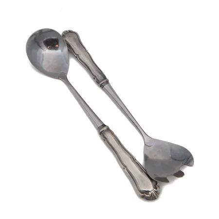Salaattiottimet, Chippendale, pituus 234mm, kaiverretut, 830br, Paino: 156,4 g