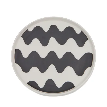 Kolme leipälautasta Marimekko - Lokki, musta-valkoinen, Ø 20cm, desing Maija Isola, käytön jälkiä