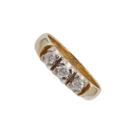 Timanttisormus 3xn.0,07ct, koko 16, kelta- ja valkokulta 585br,  Paino: 2,9 g