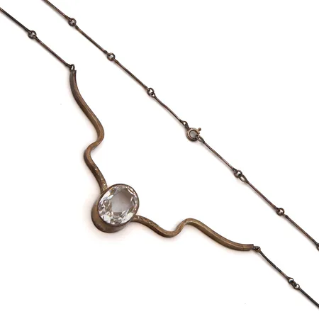 Kivikaulakoru, synteettinen spinelli, Hanna Niemi, Suomineito, pituus 45cm, leveys 1-6mm, 925br,  Paino: 18,5 g