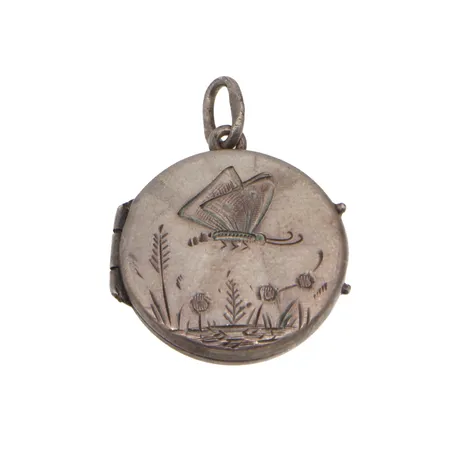 Medaljonki, kaiverrettu, Ø 18mm, 830br,  Paino: 2,2 g
