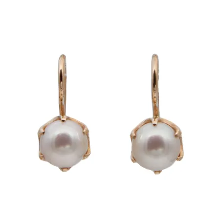 Helmikorvakorut, korkeus 16mm, helmen Ø 7mm, 585br,  Paino: 2,9 g