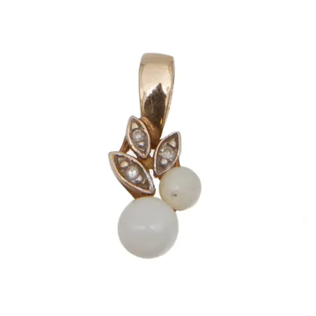 Helmiriipus timanteilla 3xn.0.005ct, korkeus 17mm, helmet kuluneet, 585br,  Paino: 1,1 g