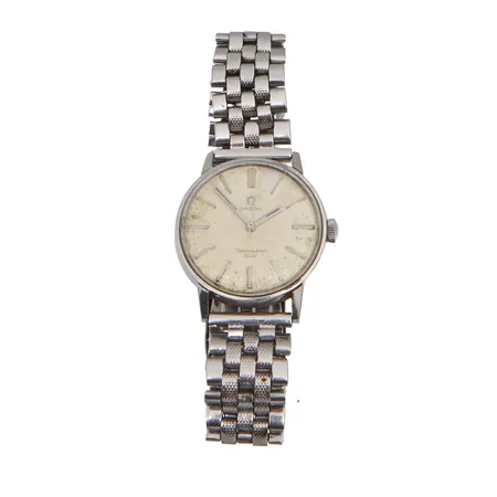 Teräsrannekello Omega Seamaster 600, swiss made, käytön jälkiä, rungin Ø34,5mm, taulu hapettunut, mekaaninen, cal 601, 17 jewels, metallirannekkeen pituus 215mm, ranneke löystynyt, ranneke ei alkuperäinen,