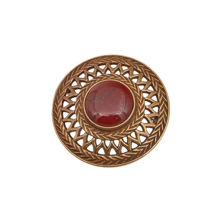 Kivirintaneula, Kalevala Koru, Uskelan solki, Ø 43mm, pronssia 
