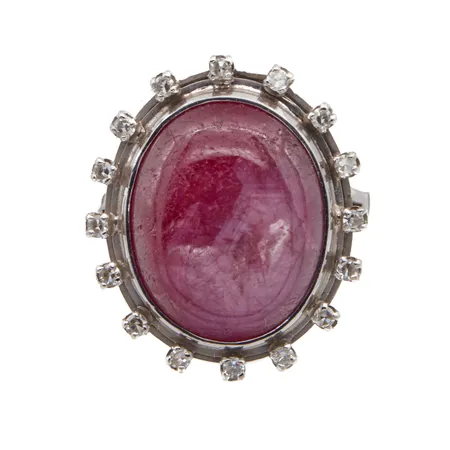 Kivisormus timanteilla 16xn.0.005ct, koko 18¼, 750br valkokulta,  Paino: 9,8 g