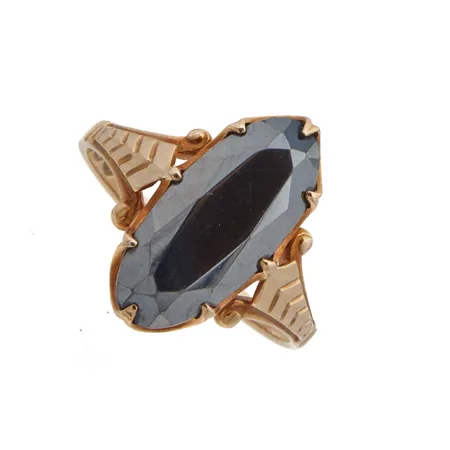 Hematiittisormus, koko 17½, 585br, Paino: 3 g