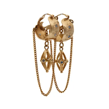 Lasten kivikehäkorvakorut punteilla, varmuusketjut ei kultaa, korkeus 43mm, 750br, Paino: 13,8 g