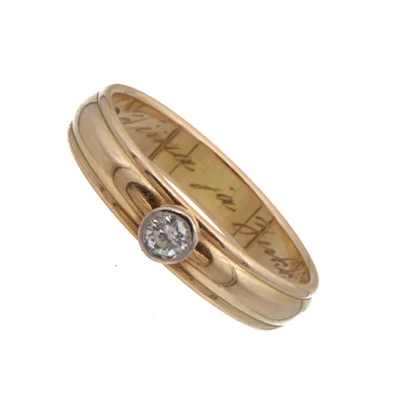 Timanttisormus 1xn.0.10ct, kaiverrettu, koko 17¾, 585, Paino: 3,5 g