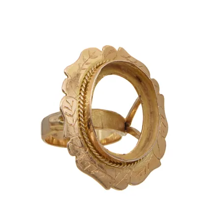 Sormus, kivi puuttuu, koko 19¼, 750, Paino: 17,1 g