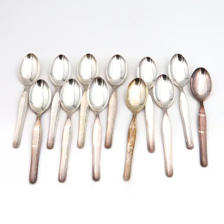 12 kahvilusikkaa, kaiverrettu, Tapio, pituus 122mm, 916, Paino: 161,5 g