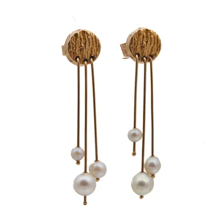 Helmikorvakorut, korkeus 37mm, taustat eri paria, 585br,  Paino: 2,8 g