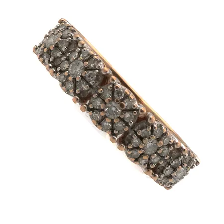 Viallinen timanttisormus 5xn.0.02ct 40xn.0.005ct, runko vääntynyt, 585, Paino: 2,1 g