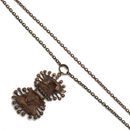Kaulakoru, design. Pentti Sarpaneva, pituus n.64cm, riipuksen korkeus 100mm, pronssia