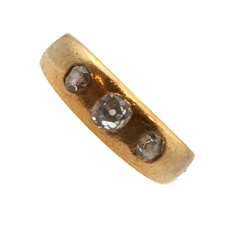 Timanttisormus vanhahiontainen 1xn.0.32ct 2xn.0.11ct, koko 17½, 916, Paino: 9,1 g
