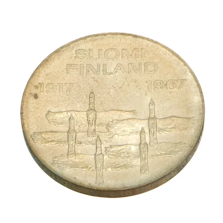 Juhlaraha, 10 markkaa, Itsenäinen Suomi 50 vuotta 1917 -1967, Suomi, 900,  Paino: 24 g