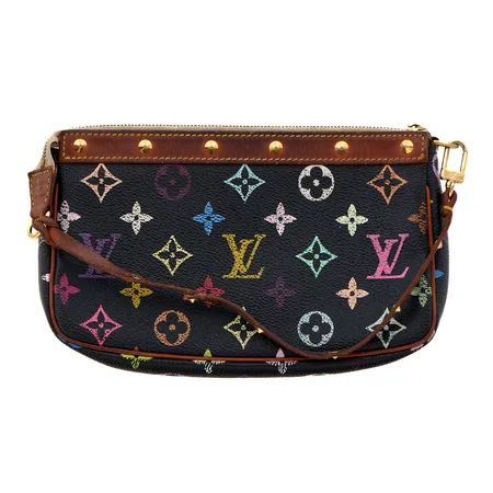 Laukku, Louis Vuitton Pochette Accessoire, Takashi Murakami, hihna katkennut, käytön jälkiä, Vestiaire kuitti, mitat 21x4x13,5cm, dustbag